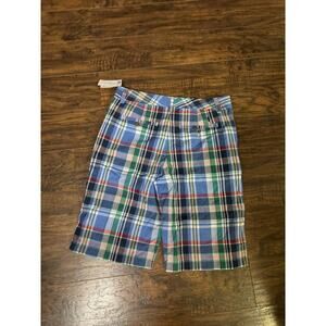 Polo Ralph Lauren Shorts Boys Youth 18 Chino Flat Front Blue Plaid w Logo